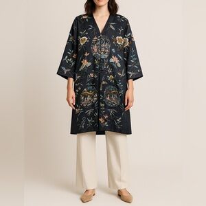 Antique Chinese Silk Embroidered Robe Late Qing to Republic Era Hand-Stitched